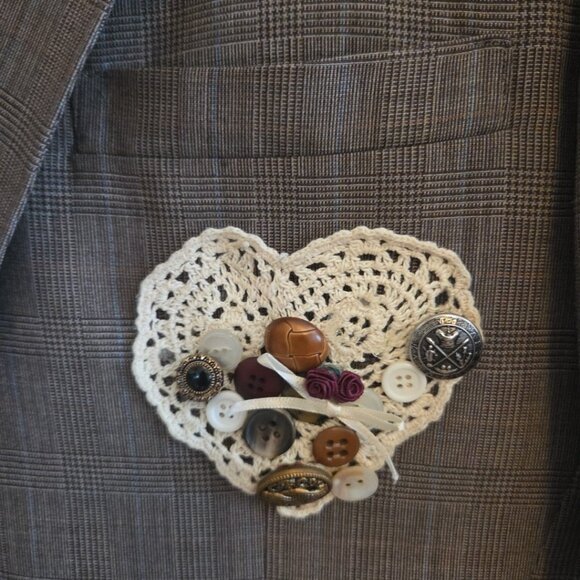 Vintage Boho Blazer Jacket Embellished 80's plaid Cottagecore Fits Womens S/M - Picture 2 of 11